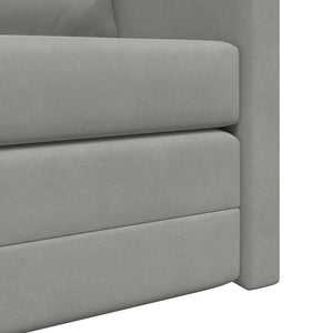 Bodensofa mit Schlaffunktion Hellgrau Samt