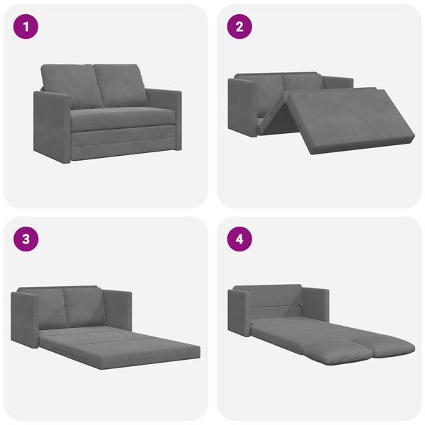 Dunkelgraues Samt Bodensofa mit Schlaffunktion