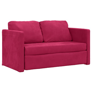 Weinrotes Samt Bodensofa mit Schlaffunktion