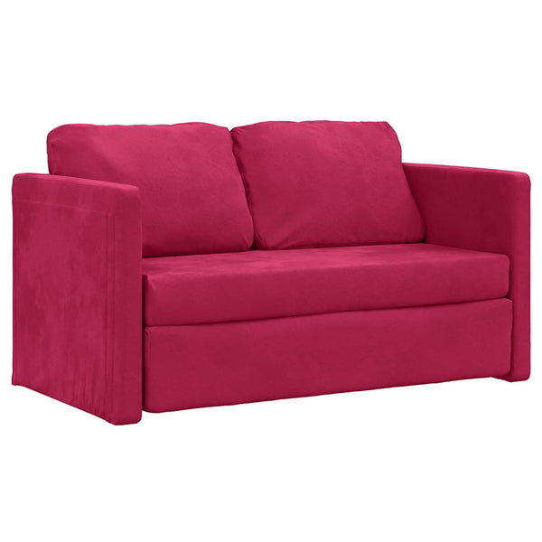 Weinrotes Samt Bodensofa mit Schlaffunktion