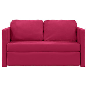 Weinrotes Samt Bodensofa mit Schlaffunktion