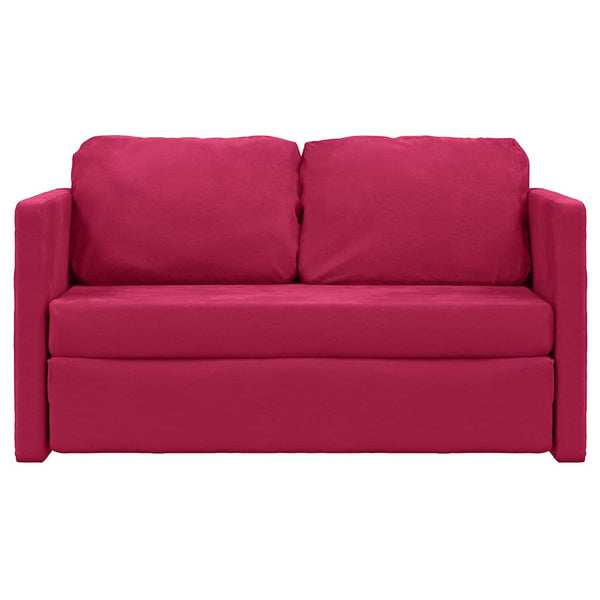 Weinrotes Samt Bodensofa mit Schlaffunktion