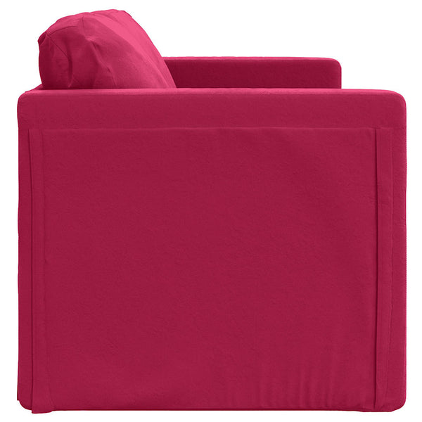 Weinrotes Samt Bodensofa mit Schlaffunktion