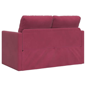 Weinrotes Samt Bodensofa mit Schlaffunktion