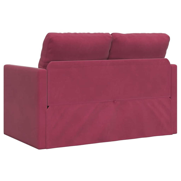 Weinrotes Samt Bodensofa mit Schlaffunktion