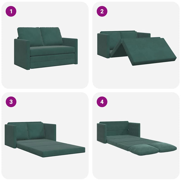 Dunkelgrünes Schlafsofa aus Samt