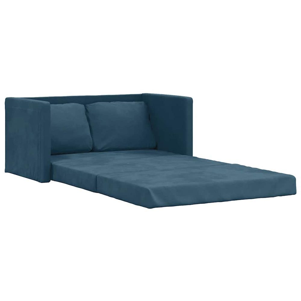 Blaues Samt Bodensofa mit Schlaffunktion