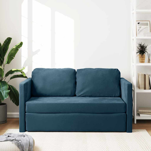 Blaues Samt Bodensofa mit Schlaffunktion