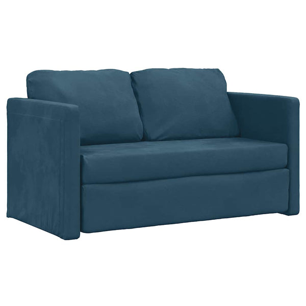 Blaues Samt Bodensofa mit Schlaffunktion