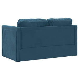 Blaues Samt Bodensofa mit Schlaffunktion