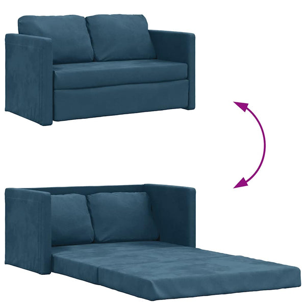 Blaues Samt Bodensofa mit Schlaffunktion