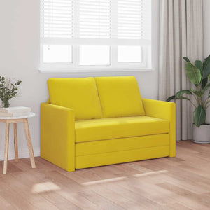 Dunkelgelbes Samt Bodensofa mit Schlaffunktion