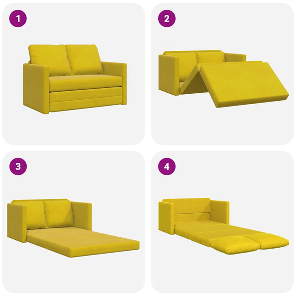 Dunkelgelbes Samt Bodensofa mit Schlaffunktion