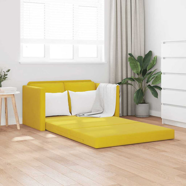 Dunkelgelbes Samt Bodensofa mit Schlaffunktion