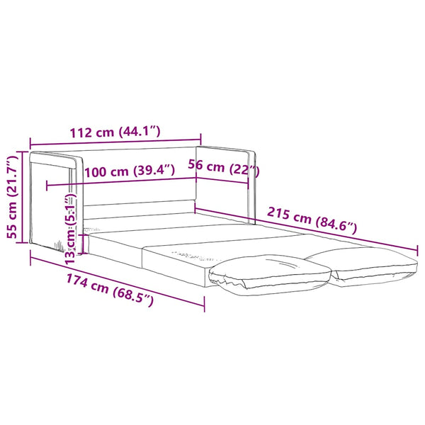 Schlafsofa Dunkelgrau 112x174 cm