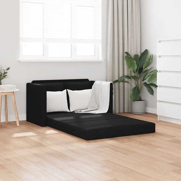 Schwarzes Schlafsofa / Bodensofa, Stoff