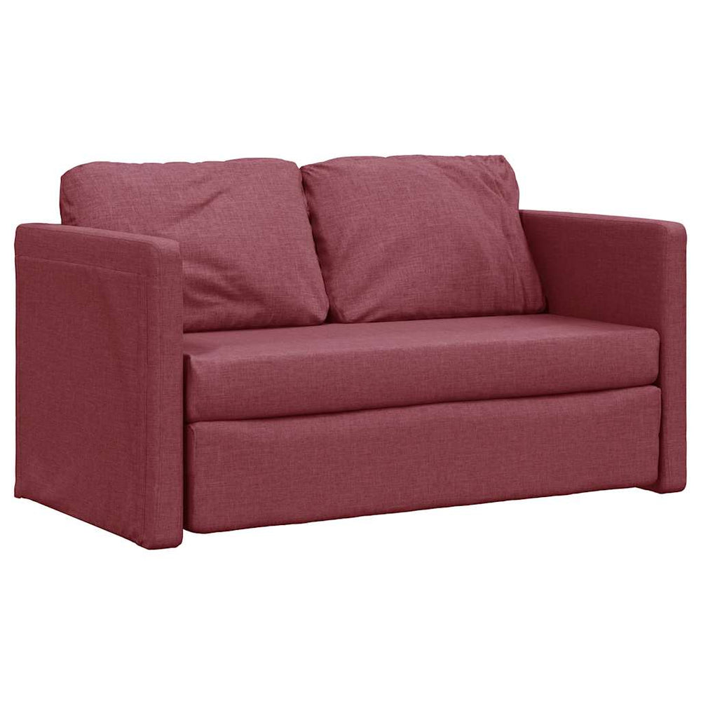 Weinrotes Bodensofa mit Schlaffunktion