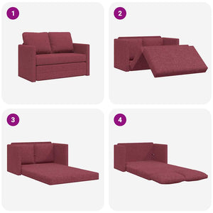 Weinrotes Bodensofa mit Schlaffunktion