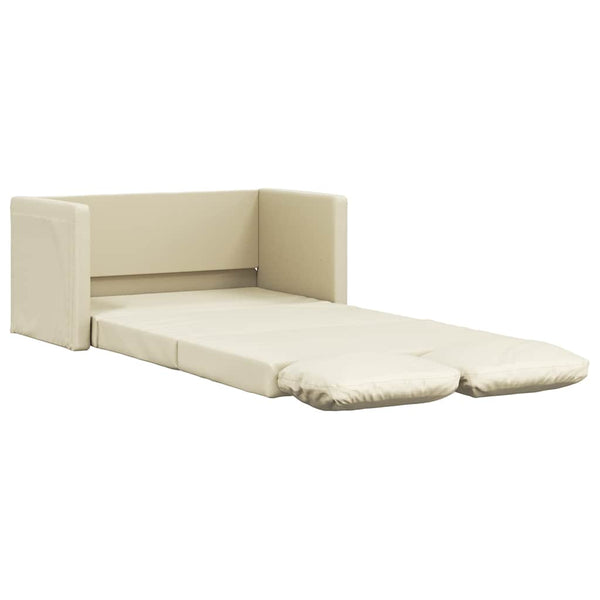 Bodensofa mit Schlaffunktion Creme Kunstleder