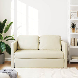 Bodensofa mit Schlaffunktion Creme Kunstleder