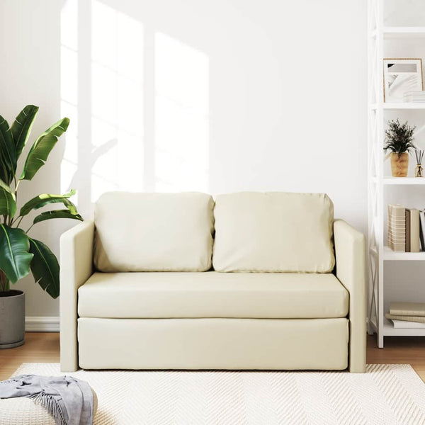 Bodensofa mit Schlaffunktion Creme Kunstleder
