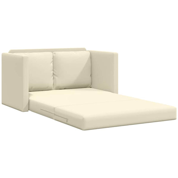 Bodensofa mit Schlaffunktion Creme Kunstleder