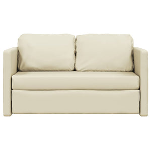 Bodensofa mit Schlaffunktion Creme Kunstleder
