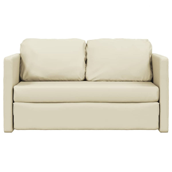 Bodensofa mit Schlaffunktion Creme Kunstleder