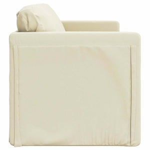 Bodensofa mit Schlaffunktion Creme Kunstleder