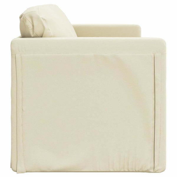 Bodensofa mit Schlaffunktion Creme Kunstleder