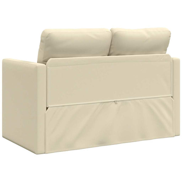 Bodensofa mit Schlaffunktion Creme Kunstleder