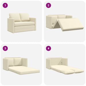 Bodensofa mit Schlaffunktion Creme Kunstleder