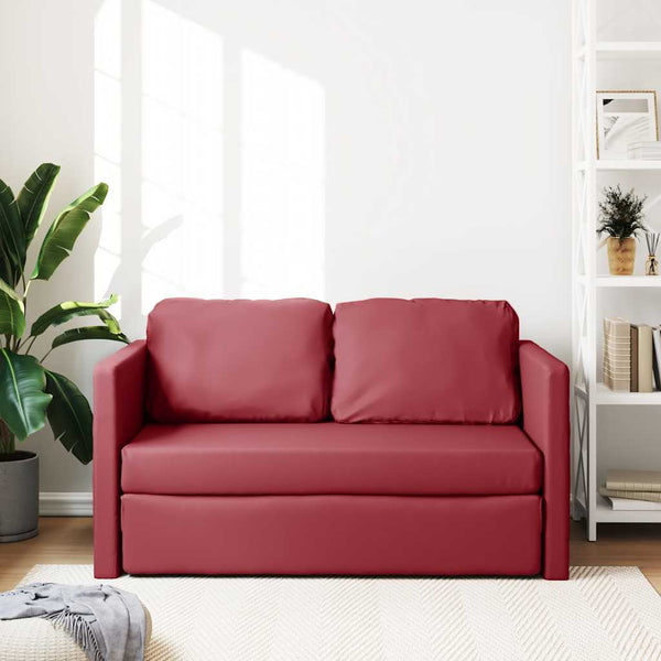 Weinrotes Bodensofa mit Schlaffunktion
