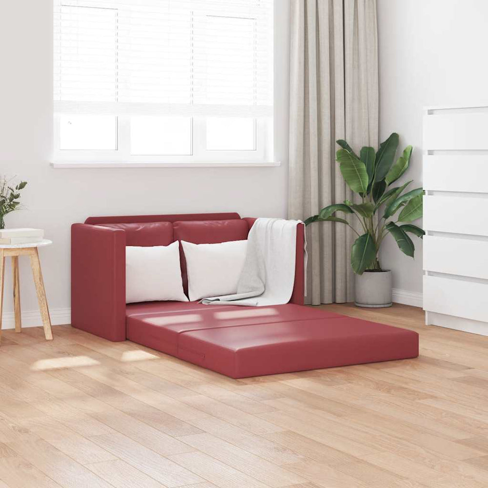 Weinrotes Bodensofa mit Schlaffunktion