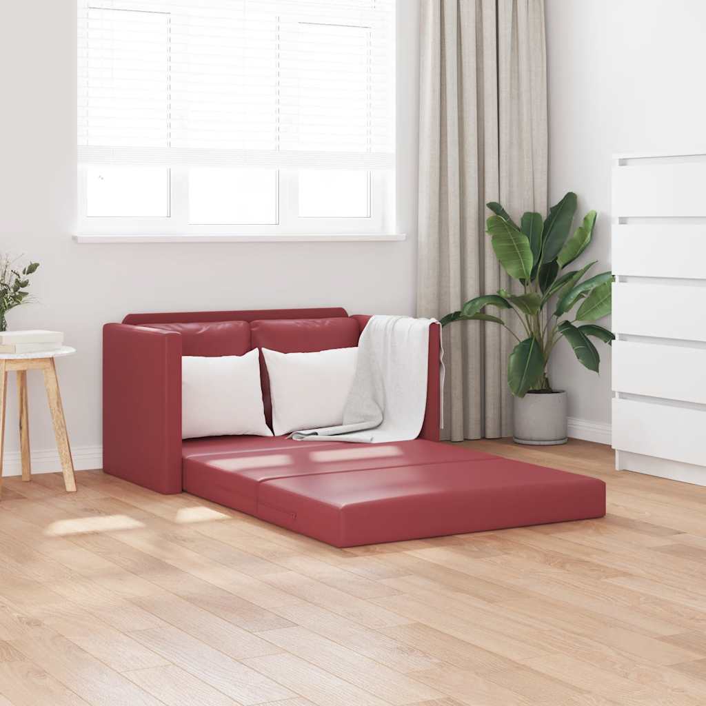 Weinrotes Bodensofa mit Schlaffunktion