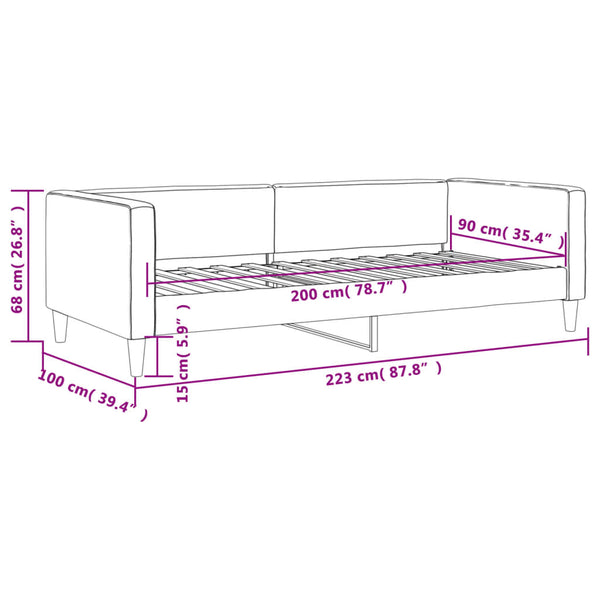 Tagesbett Hellgrau 90x200 cm
