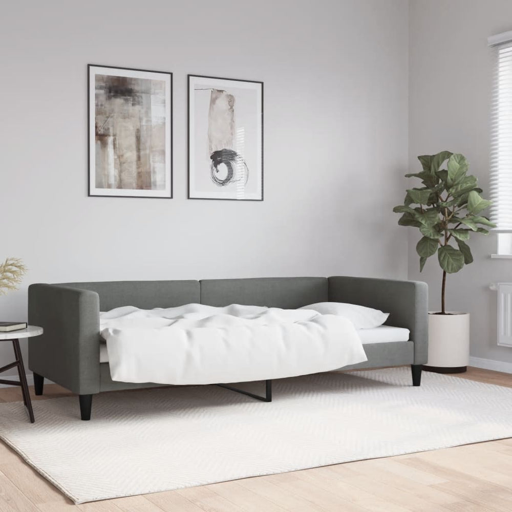 Tagesbett Dunkelgrau 90x200 cm Stoff