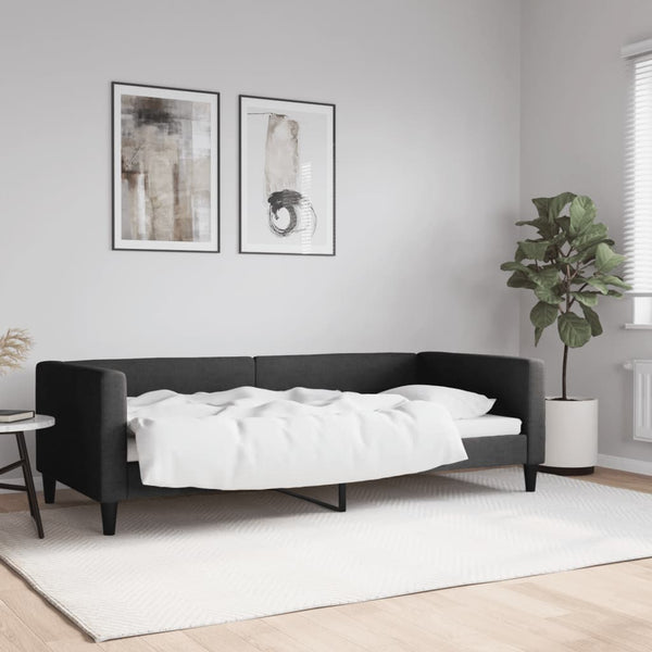 Schwarzes Tagesbett 90x200 cm Stoff