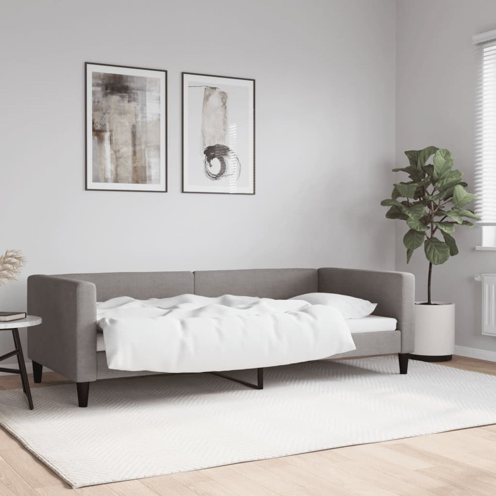 Tagesbett Taupe Stoff 90x200 cm