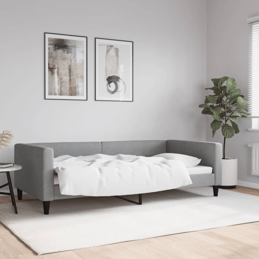 Tagesbett Hellgrau Stoff 100x200 cm