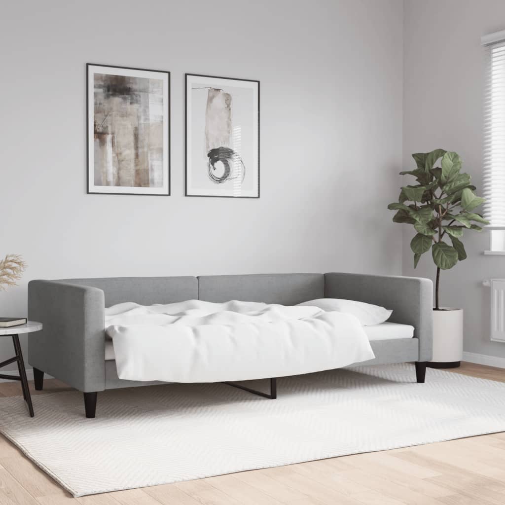 Tagesbett Hellgrau Stoff 100x200 cm