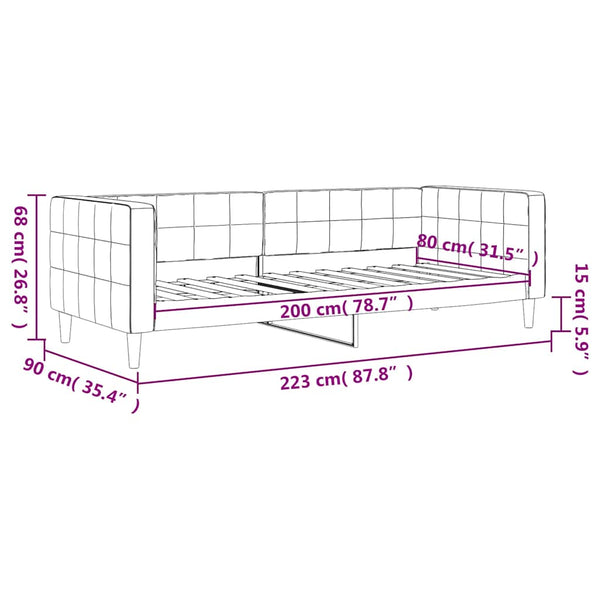 Blaues Tagesbett Samt 80x200 cm