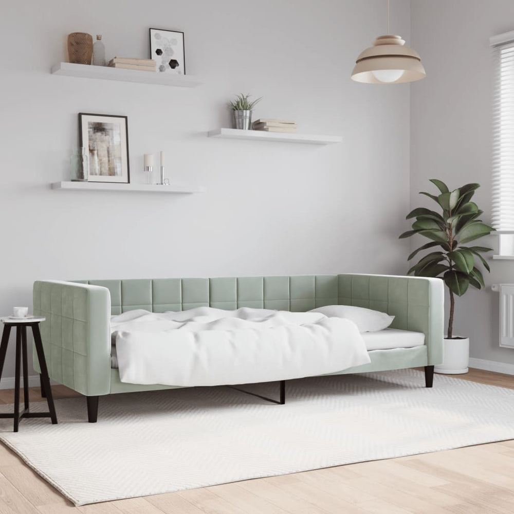 Tagesbett Hellgrau Samt 90x200 cm