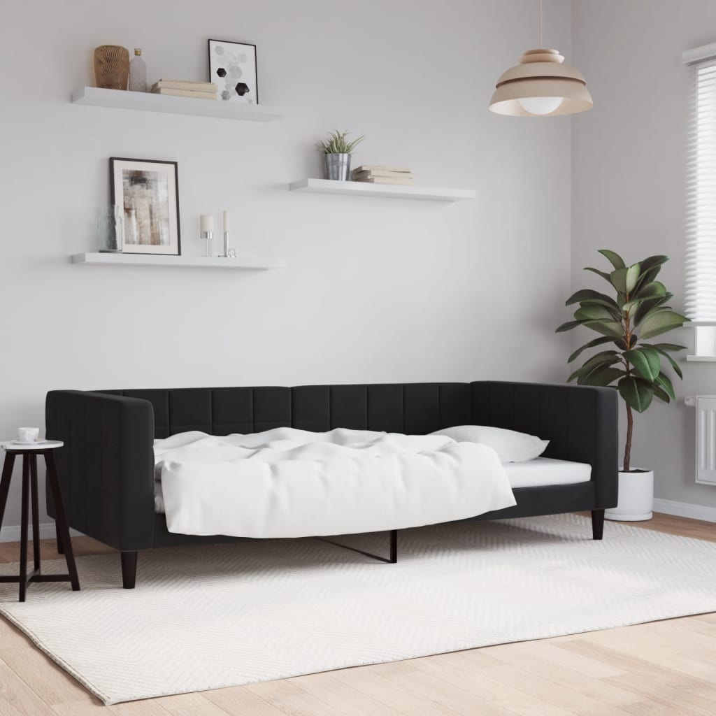 Schwarzes Tagesbett Samt 90x200 cm