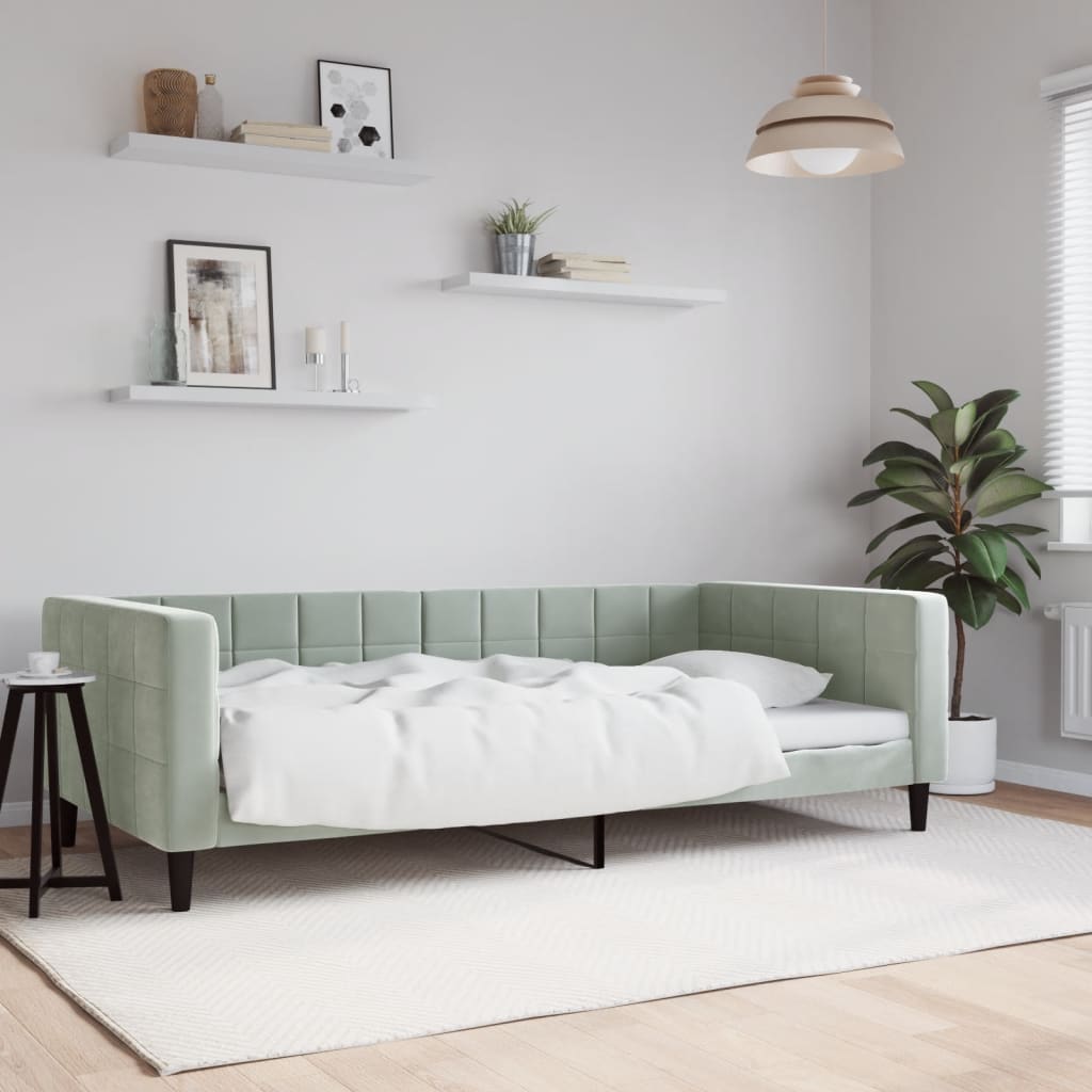 Tagesbett Hellgrau Samt 100x200 cm