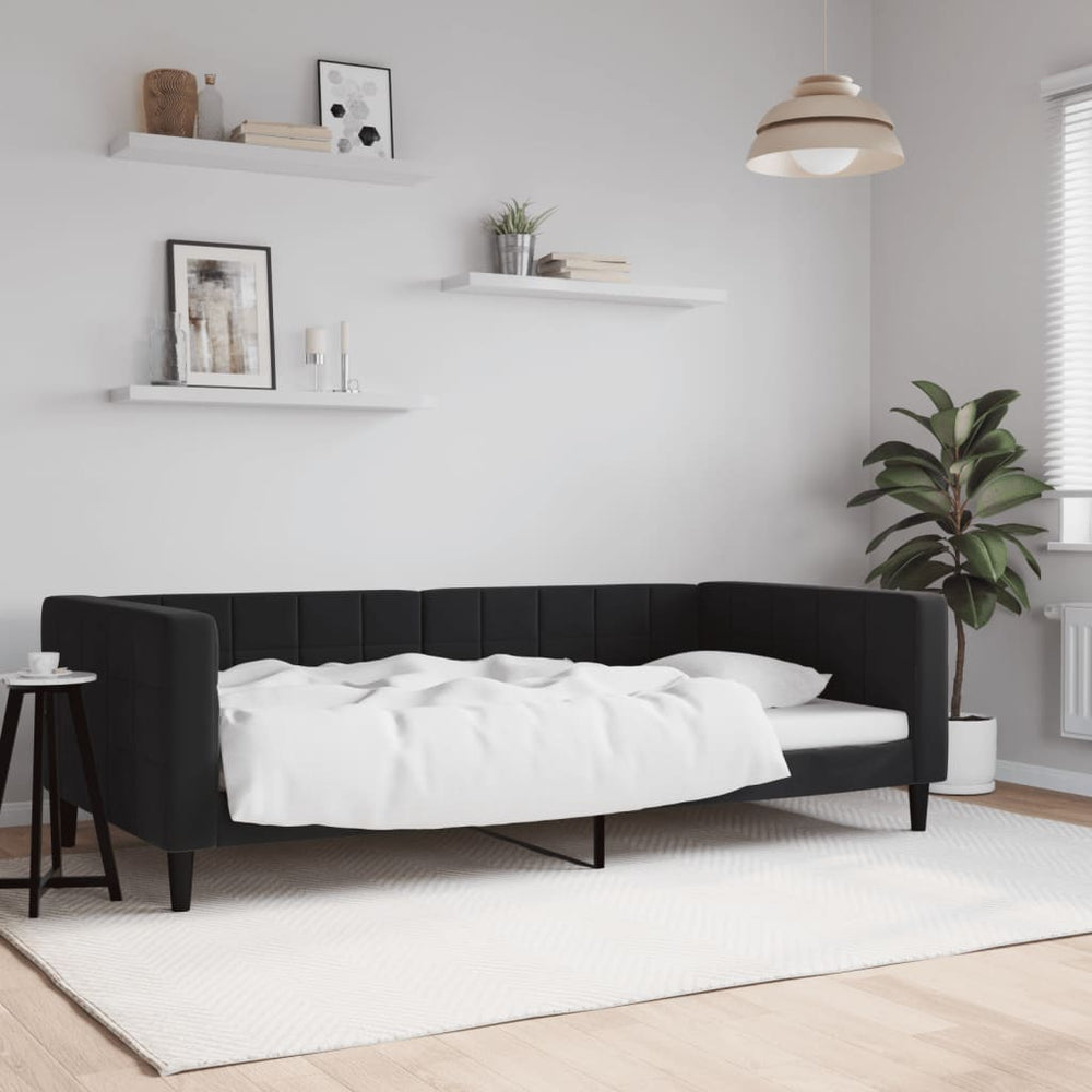 Schwarzes Tagesbett Samt 100x200 cm