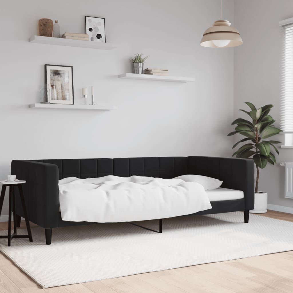 Schwarzes Tagesbett Samt 100x200 cm