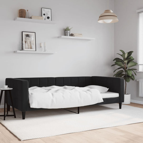 Schwarzes Tagesbett Samt 100x200 cm