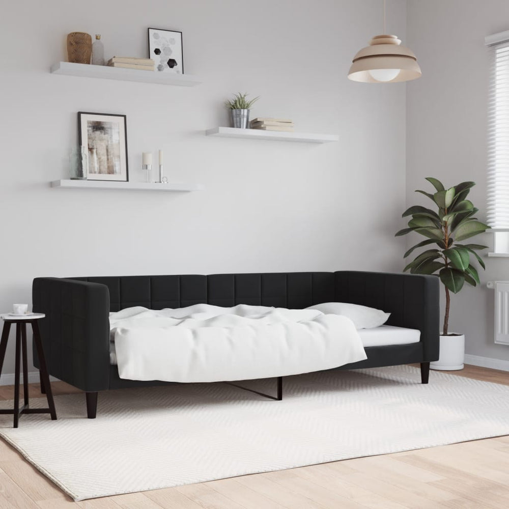 Schwarzes Tagesbett Samt 90x190 cm