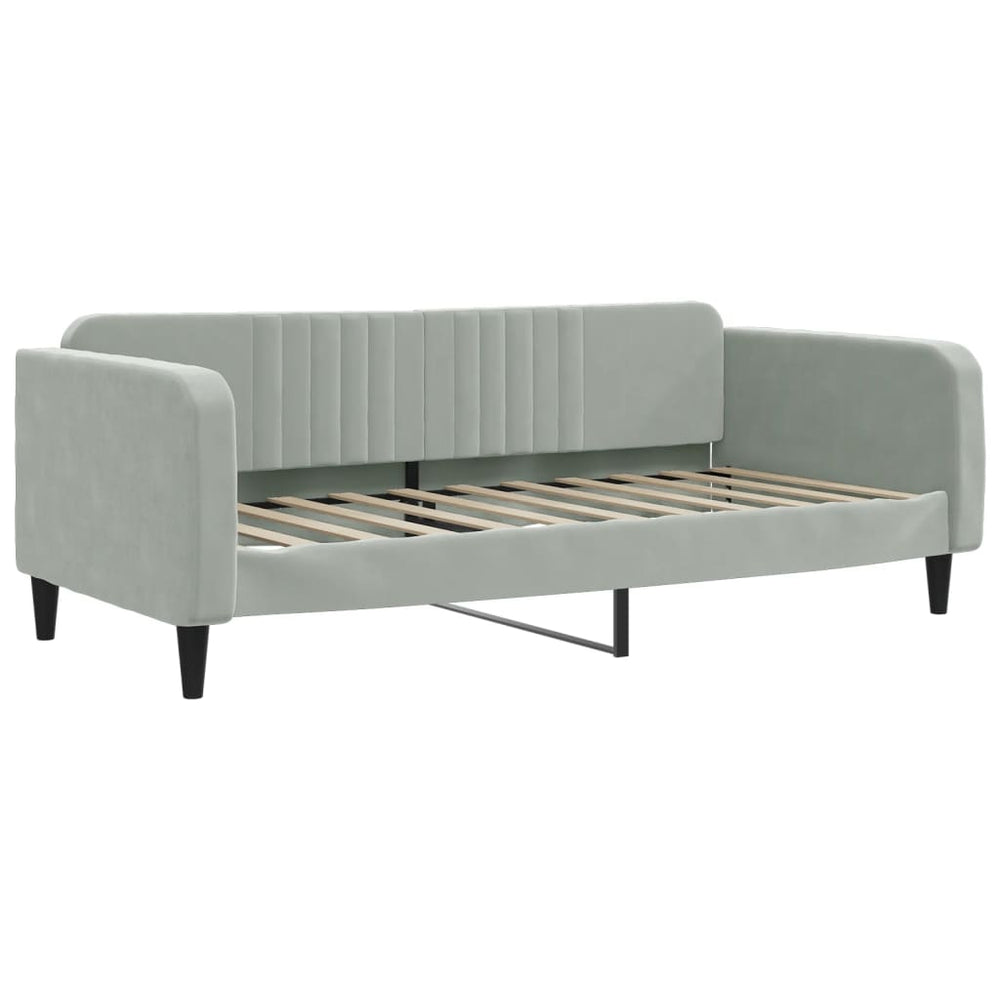 Tagesbett Hellgrau Samt 100x190 cm